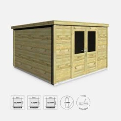 Abri De Jardin Bois 13m², Sapin Du Nord Traité Autoclave Ep.27mm