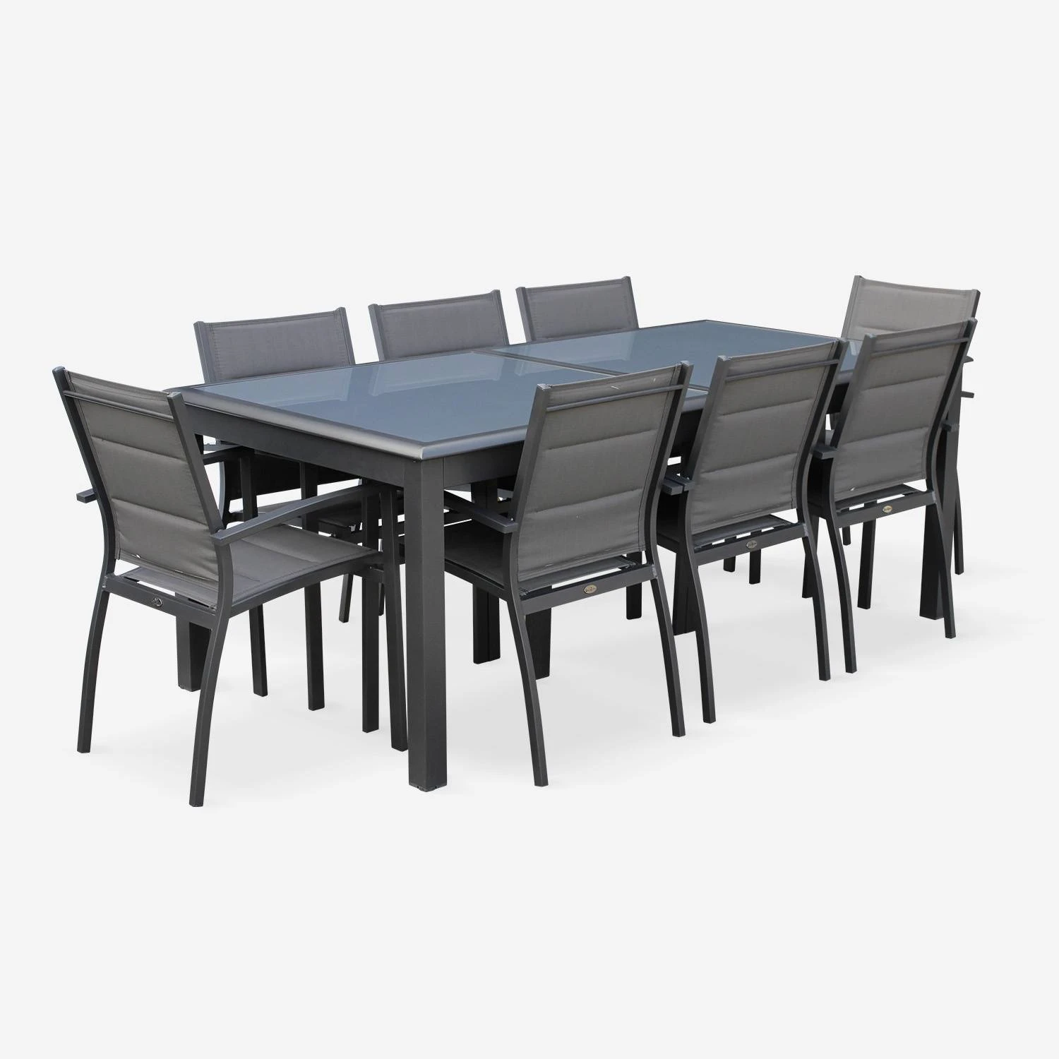 Table De Jardin Extensible Aluminium, 8 Chaises Couleur : Anthracite 5 Table De Jardin Extensible Aluminium, 8 Chaises Couleur : Anthracite – Image 3