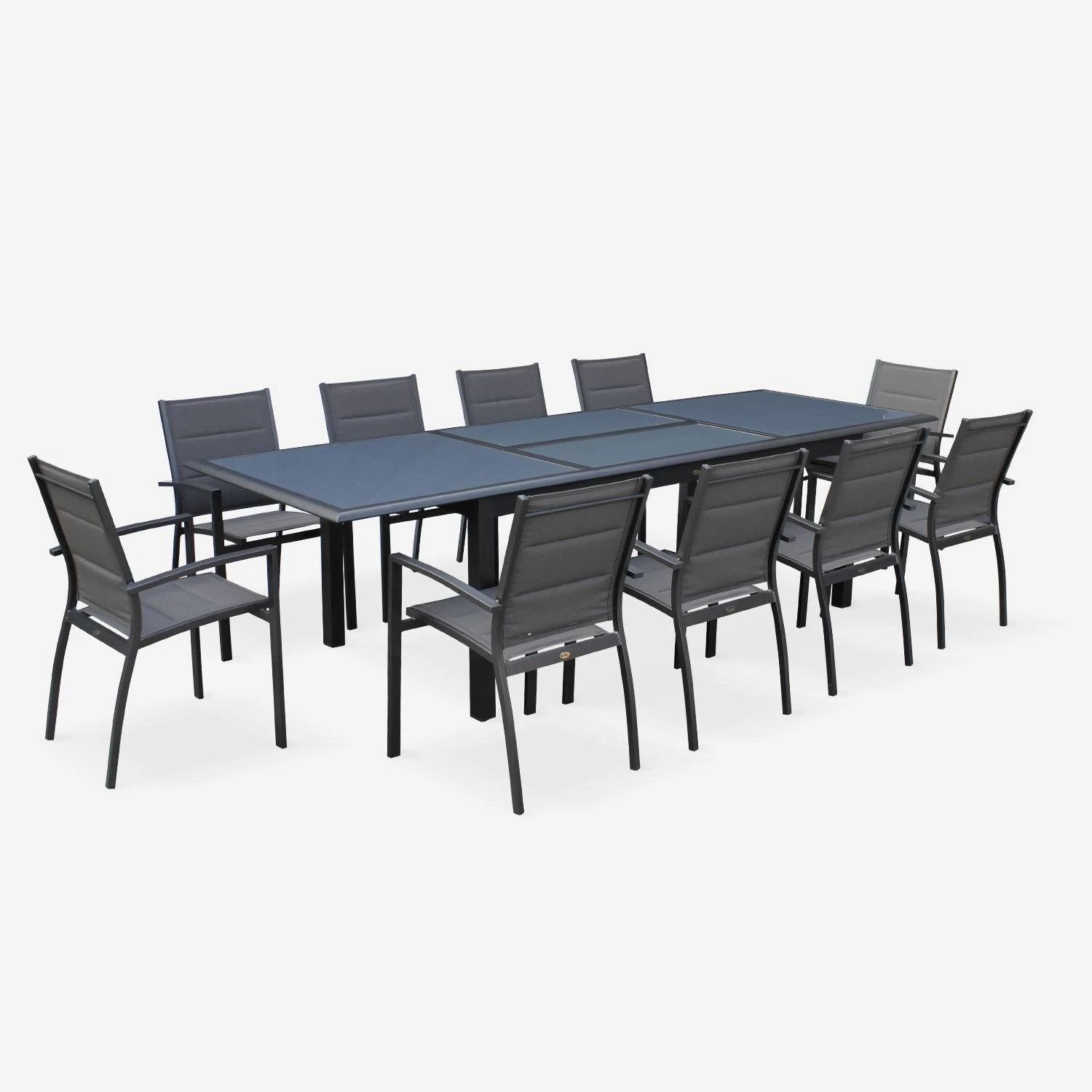 Table De Jardin Extensible Aluminium, 8 Chaises Couleur : Anthracite 6 Table De Jardin Extensible Aluminium, 8 Chaises Couleur : Anthracite – Image 4