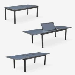 Table De Jardin Extensible Aluminium, 8 Chaises Couleur : Anthracite 13 Table De Jardin Extensible Aluminium, 8 Chaises Couleur : Anthracite -Sweeek XTP300R8CO 04