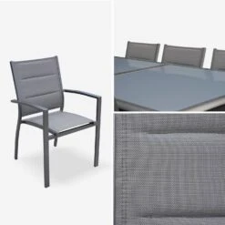 Table De Jardin Extensible Aluminium, 8 Chaises Couleur : Anthracite 14 Table De Jardin Extensible Aluminium, 8 Chaises Couleur : Anthracite -Sweeek XTP300R8CO 05