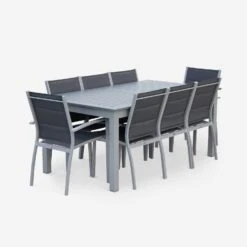Table De Jardin Extensible Aluminium, 8 Chaises Couleur : Gris / Gris Foncé 11 Table De Jardin Extensible Aluminium, 8 Chaises Couleur : Gris / Gris Foncé -Sweeek XTSAF245R8AT 02