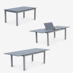 Table De Jardin Extensible Aluminium, 8 Chaises Couleur : Gris / Gris Foncé 15 Table De Jardin Extensible Aluminium, 8 Chaises Couleur : Gris / Gris Foncé -Sweeek XTSAF245R8AT 04