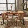 Table Intérieur / Extérieur Bois Et Métal + 4 Chaises En Corde Empilables Couleur : Beige -Sweeek ac150kd4rpbg 13d5f0ac4e63e6eea0340816dd9bf3ac