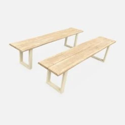 Banc 3 Places Acacia Brossé Clair, Structure Acier (lot De 2) Couleur : Ivoire 9 Banc 3 Places Acacia Brossé Clair, Structure Acier (lot De 2) Couleur : Ivoire -Sweeek ac180benchivose cd1e9667dc4ce1137aeec292c8b9d241