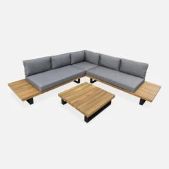 Salon De Jardin Bois Et Aluminium 5 Places Couleur : Gris