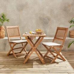Table De Jardin Bistrot Pliable Bois 2 Chaises