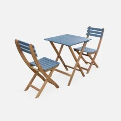 Table De Jardin Pliable Bois, 2 Chaises Couleur : Bleu -Sweeek acbs60s2ob 1d38e5d1ae1e1e3b1eedce62313d857a