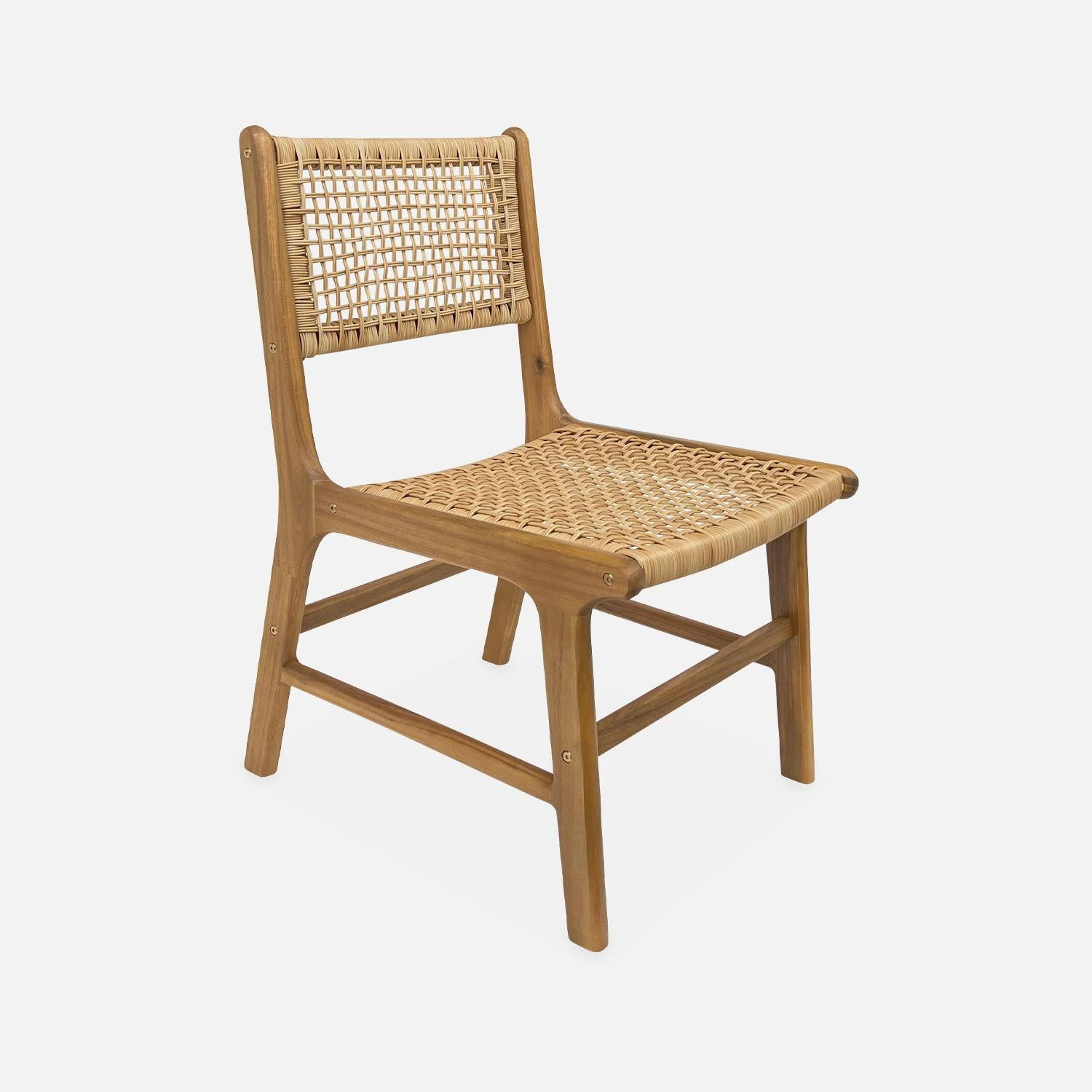 Chaise De Jardin En Cannage Et Bois (lot De 2) 6 Chaise De Jardin En Cannage Et Bois (lot De 2) – Image 4