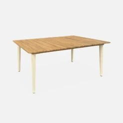 Table De Jardin Bois Et Métal + 4 Chaises En Corde Empilables Couleur : Ivoire / Beige -Sweeek ackd150ivo4rpbg 93af844f50c5b990c4756f8dc8c73093
