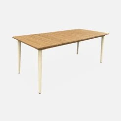 Table De Jardin Bois Et Métal + 6 Chaises En Corde Empilables Couleur : Ivoire / Beige -Sweeek ackd200ivo6rpbg 987702a53fec6ffdb2f453d9cb18d29e