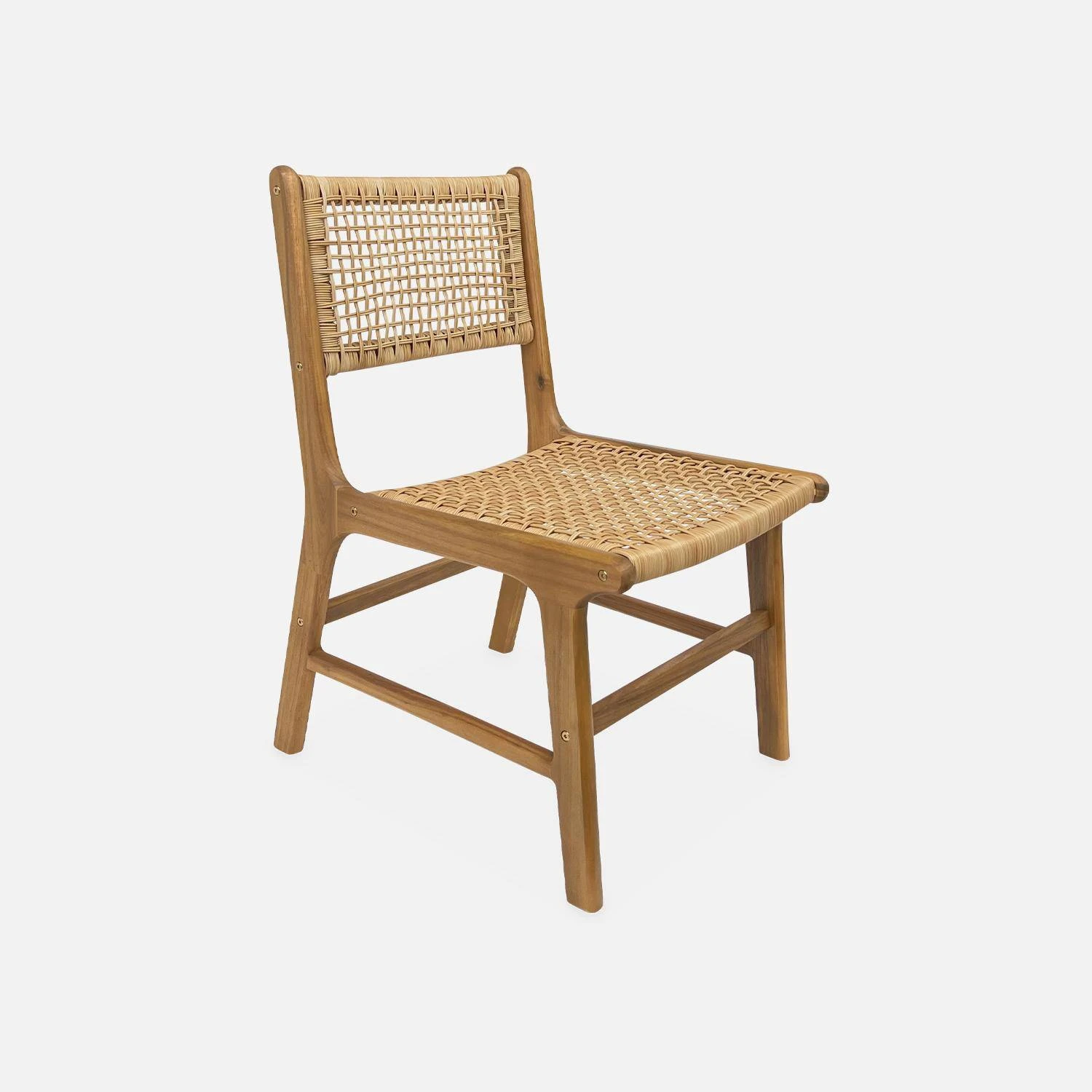 Table De Jardin Bois Et Métal + 6 Chaises En Cannage Et Bois Couleur : Ivoire 7 Table De Jardin Bois Et Métal + 6 Chaises En Cannage Et Bois Couleur : Ivoire – Image 5