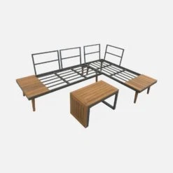 Salon De Jardin Modulable Aluminium Et Acacia, 4 Places Couleur : Anthracite -Sweeek acmoduatgy 063afafdc9fbaadaa6d72f307b487607