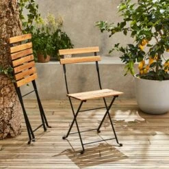 Table De Bistrot Bois Et Métal 2 Chaises Pliables -Sweeek acmtbs55s2bk 04f2a59fdd29671beeec600b31025d4d