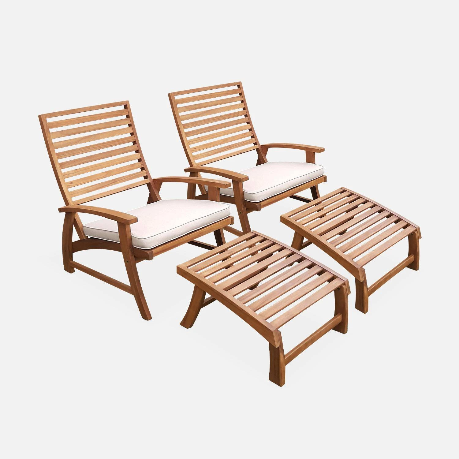 Chaise Avec Repose-pied Bois (lot De 2) 5 Chaise Avec Repose-pied Bois (lot De 2) – Image 3