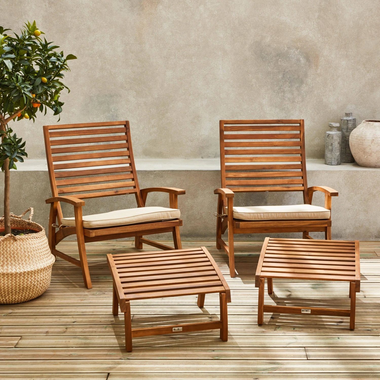 Chaise Avec Repose-pied Bois (lot De 2) 4 Chaise Avec Repose-pied Bois (lot De 2) – Image 2