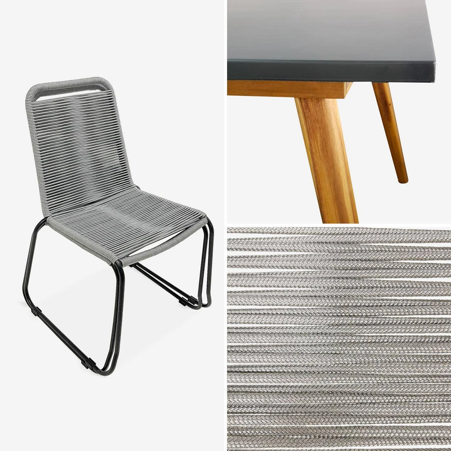 Ensemble De Jardin 220cm + 8 Chaises - BELEM Couleur : Gris / Gris Clair 7 Ensemble De Jardin 220cm + 8 Chaises - BELEM Couleur : Gris / Gris Clair – Image 5