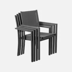 Table De Jardin Aluminium Et Textilène, 8 Chaises Empilables Couleur : Anthracite / Gris 14 Table De Jardin Aluminium Et Textilène, 8 Chaises Empilables Couleur : Anthracite / Gris -Sweeek af180r8at 572a846f2b5217690638e3a50b9a2424