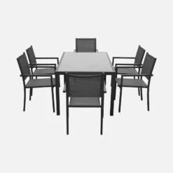 Table De Jardin Aluminium Et Textilène, 8 Chaises Empilables Couleur : Anthracite / Gris 12 Table De Jardin Aluminium Et Textilène, 8 Chaises Empilables Couleur : Anthracite / Gris -Sweeek af180r8at aed530d2850f60f3fe68cc2e30c1d6ce