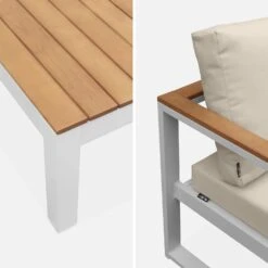 Salon De Jardin Bois Et Aluminium 5 Places Couleur : Beige -Sweeek afec3101whbg 7d1b57aa6830c3c99484dedbf0a893ab