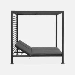Lit De Jardin Aluminium, 2 Matelas Inclinables, Toit Avec Panneaux Amovibles Couleur : Anthracite / Anthracite -Sweeek afsunbedat 7c2b459f051374669bfe6ed563f7c027