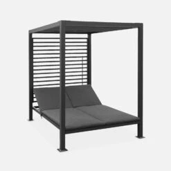 Lit De Jardin Aluminium, 2 Matelas Inclinables, Toit Avec Panneaux Amovibles Couleur : Anthracite / Anthracite -Sweeek afsunbedat 8908909e4478a6681a34cccdb4fa1e34
