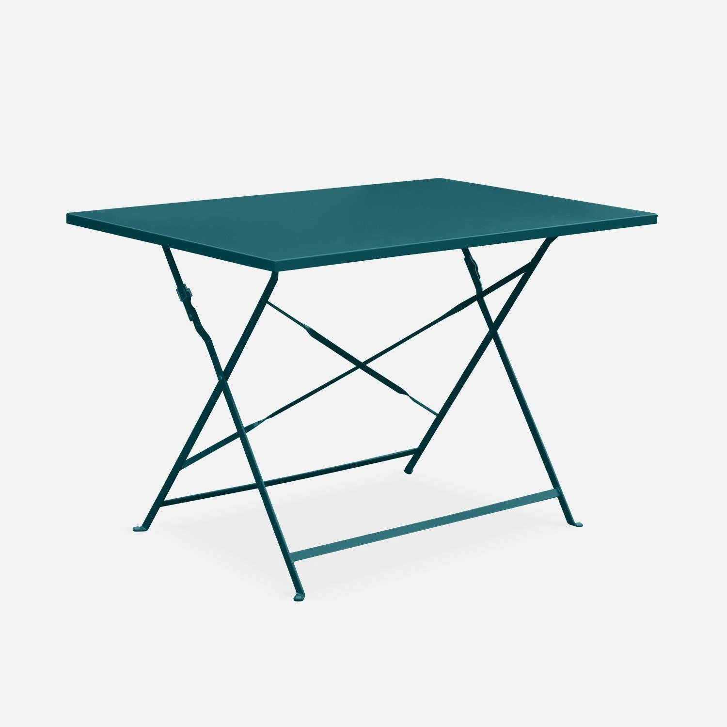 Table De Jardin Bistrot Pliable Métal, 4 Chaises Couleur : Bleu Canard 5 Table De Jardin Bistrot Pliable Métal, 4 Chaises Couleur : Bleu Canard – Image 3