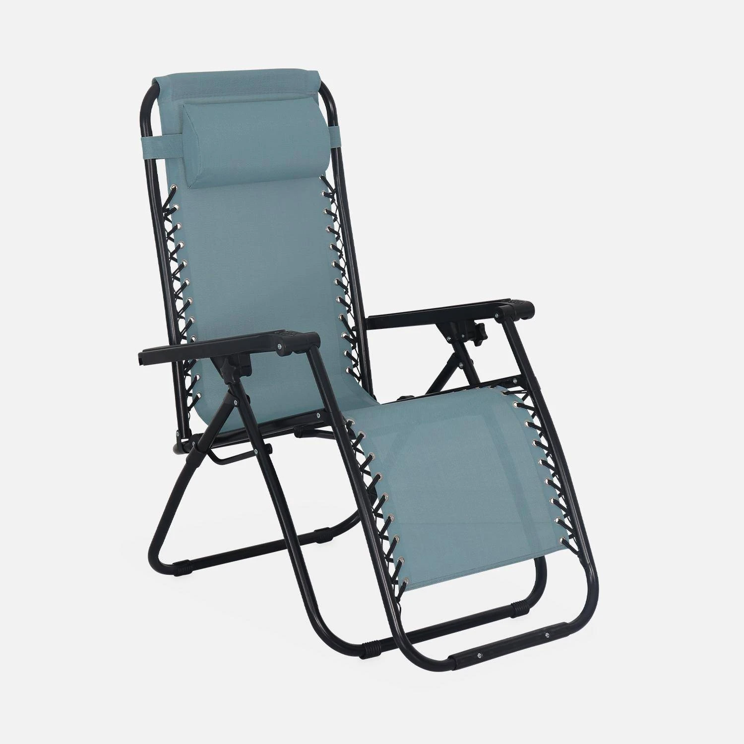 Fauteuil Relax Pliable Multi Positions Textilène (lot De 2) Couleur : Émeraude 4 Fauteuil Relax Pliable Multi Positions Textilène (lot De 2) Couleur : Émeraude – Image 2