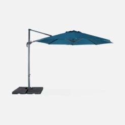 Parasol Déporté Rond Ø 350cm Couleur : Bleu Canard -Sweeek cdukd350bd f950e8cb68f4a93cf39aa71fc6ce5422