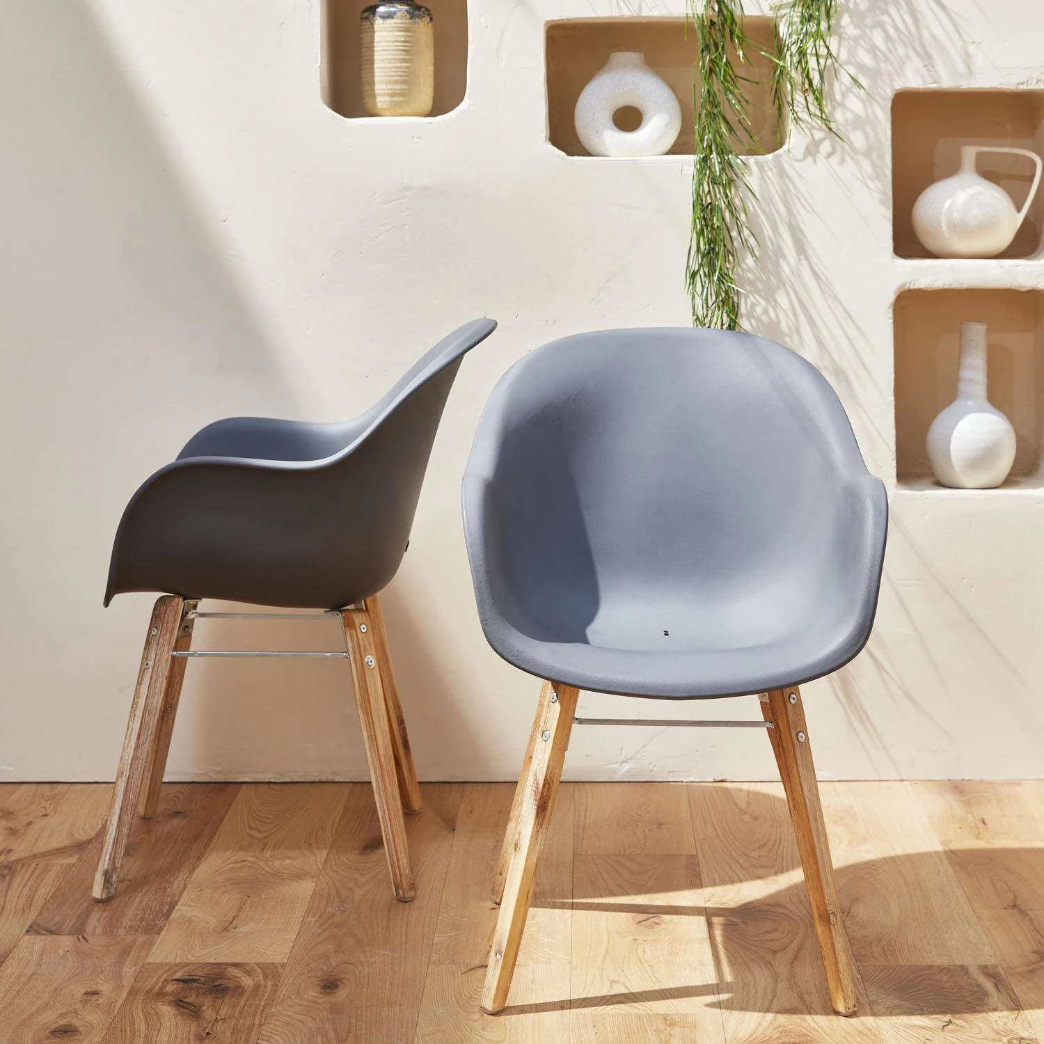 Fauteuil Scandinave Acacia (lot De 2) Couleur : Gris 3 Fauteuil Scandinave Acacia (lot De 2) Couleur : Gris