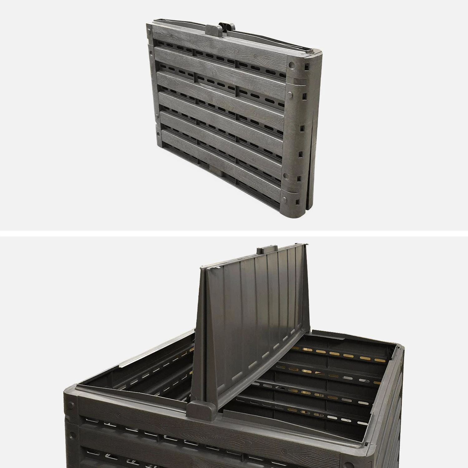 Composteur De Jardin Noir, Plastique Recyclé, Double Ouverture, Modulable, 400L 5 Composteur De Jardin Noir, Plastique Recyclé, Double Ouverture, Modulable, 400L – Image 3