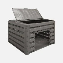 Lot De 2 Composteurs De Jardin Noirs, Plastique Recyclé, Double Ouverture, 400L -Sweeek compwd400lbkx2 b9b88e9e111aca43a3f2786e7dd824e6