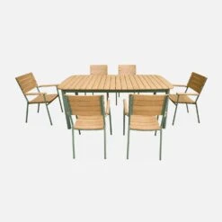 Table De Jardin Bois Et Aluminium 190cm, 6 Chaises Empilables 14 Table De Jardin Bois Et Aluminium 190cm, 6 Chaises Empilables -Sweeek ec190r6aseggy 470880723b604906ab94cd2c2655803d