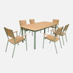 Table De Jardin Bois Et Aluminium 190cm, 6 Chaises Empilables 13 Table De Jardin Bois Et Aluminium 190cm, 6 Chaises Empilables -Sweeek ec190r6aseggy 83097809a191a9b3a2cfe94671bad118