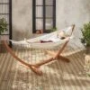 Hamac Sur Pieds En Bois, Toile En Coton Couleur : Blanc -Sweeek echammocknat 3aeaa654aecc7b1263428d81d15fdfdb