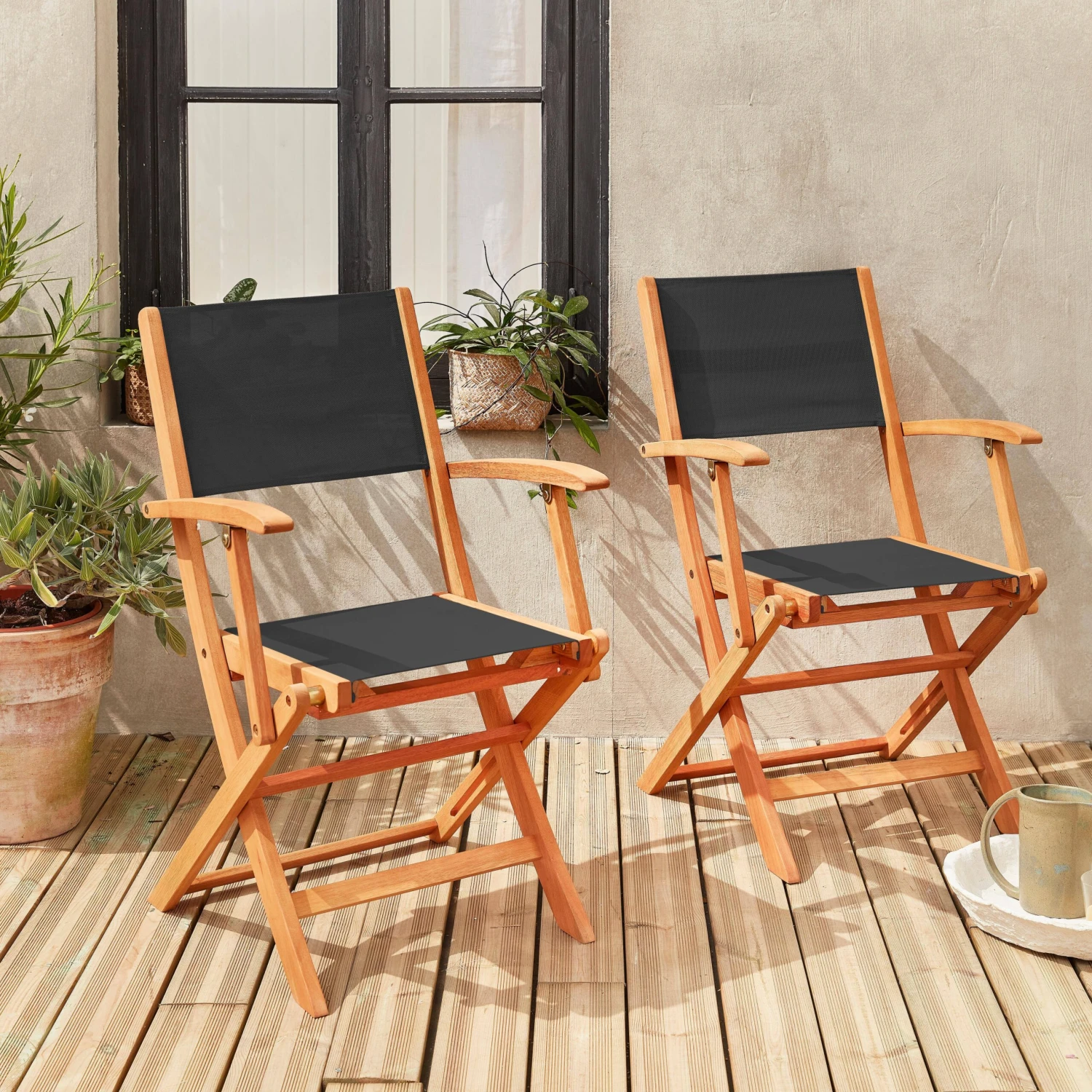 Chaise De Jardin Pliable Bois (lot De 2) Couleur : Noir 3 Chaise De Jardin Pliable Bois (lot De 2) Couleur : Noir
