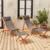Bain De Soleil Et Repose-pieds Bois Eucalyptus Multi Positions (lot De 2)