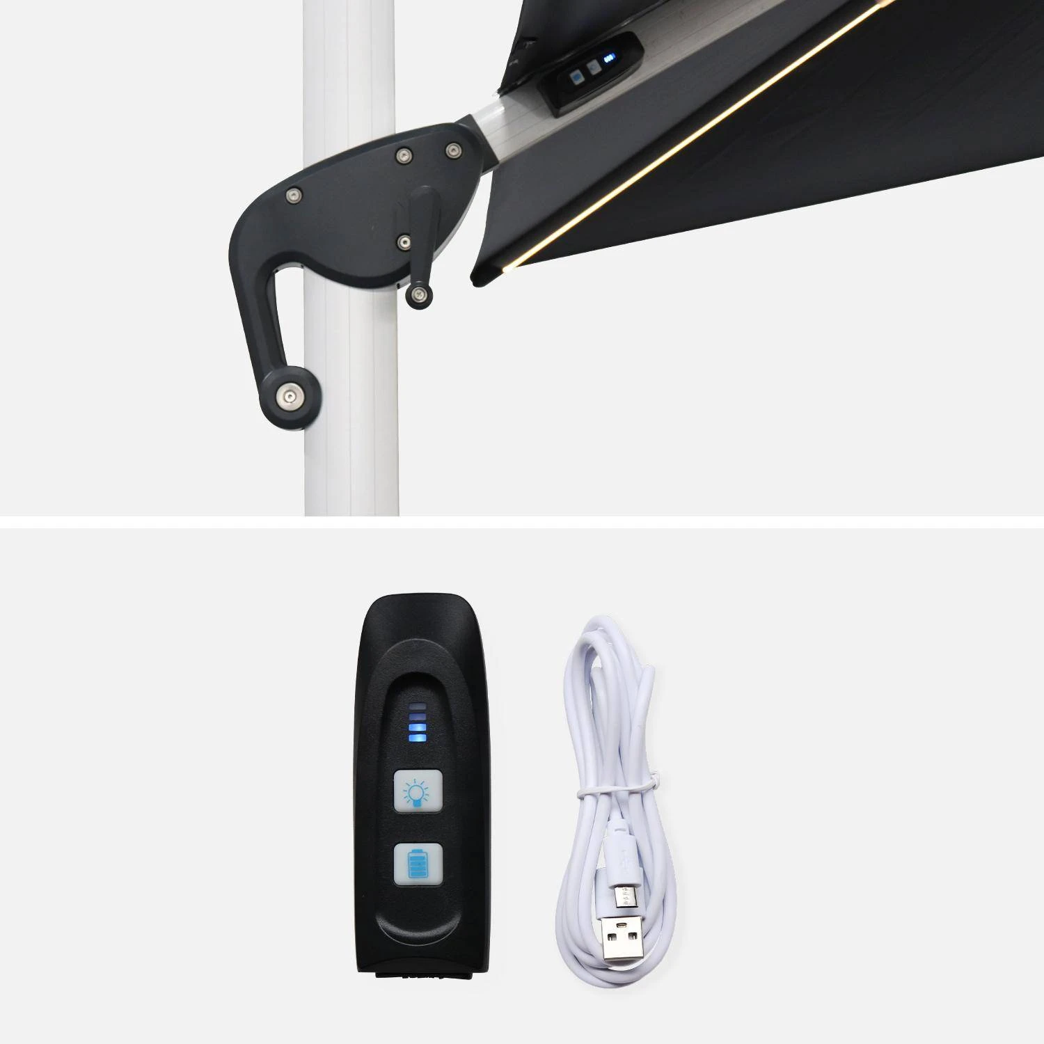 Parasol LED Déporté Carré 3x3m Couleur : Anthracite 8 Parasol LED Déporté Carré 3x3m Couleur : Anthracite – Image 6