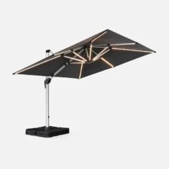 Parasol LED Déporté Carré 3x3m Couleur : Anthracite 12 Parasol LED Déporté Carré 3x3m Couleur : Anthracite -Sweeek hdu3x3leddkgy 9ee6bb56acff9ddf157b2be5f6321d23