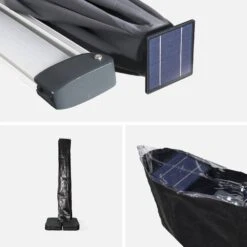 Parasol LED Déporté Carré 3x3m Couleur : Anthracite 17 Parasol LED Déporté Carré 3x3m Couleur : Anthracite -Sweeek hdu3x3leddkgy cfa9f00a7ca452890ecd2ff0ef19f89a