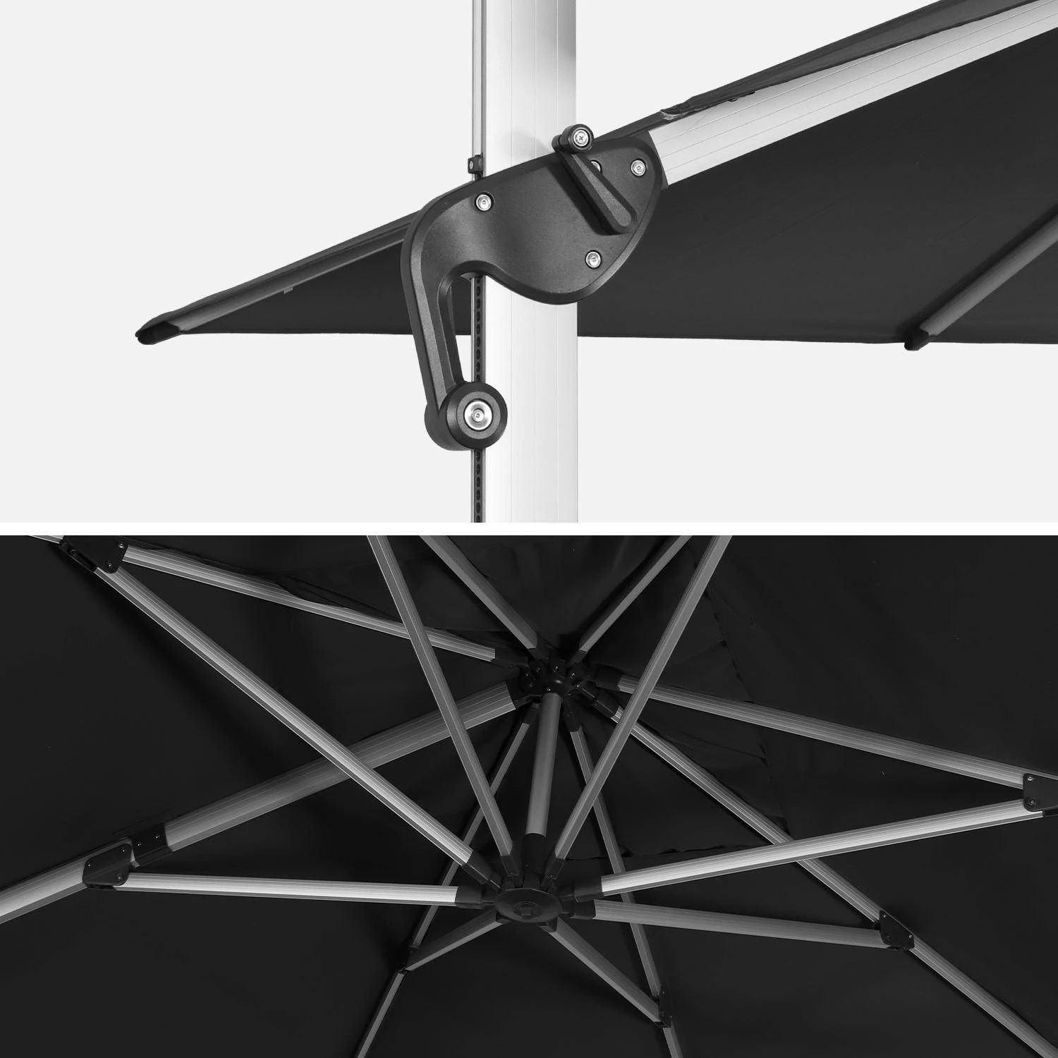 Parasol Déporté Carré 4x4m Couleur : Anthracite 5 Parasol Déporté Carré 4x4m Couleur : Anthracite – Image 3