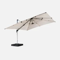 Parasol LED Déporté Carré 4x4m Couleur : Beige -Sweeek hdu4x4ledbg 80567cdec82424ee338424743901402f