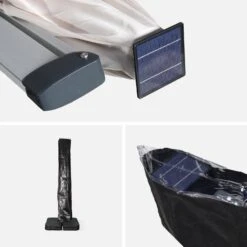 Parasol LED Déporté Carré 4x4m Couleur : Beige -Sweeek hdu4x4ledbg b94f509c8c2812d10c09ee2536fd4099