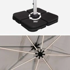 Parasol LED Déporté Carré 4x4m Couleur : Beige -Sweeek hdu4x4ledbg e745f827abc8d3809cde232dc490ed9f