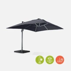 Parasol LED Déporté Rectangulaire 3x4m Couleur : Gris -Sweeek hu3x4ledgy c17258884d345aace004022e219a0ff1