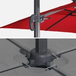 Parasol Déporté Rectangulaire 3x4m + Dalles à Lester 50x50cm Couleur : Rouge -Sweeek hukd3x4basered 5417aaf1487e972283fd4f1a08cde272