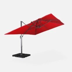 Parasol Déporté Rectangulaire 3x4m + Dalles à Lester 50x50cm Couleur : Rouge -Sweeek hukd3x4basered cec76a1efa16d8ac892d5d3c235ff7d3