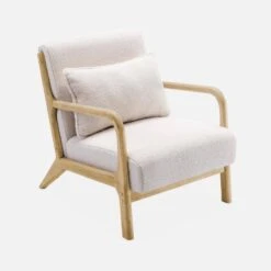 Fauteuil Scandinave En Bois Et Tissu Bouclette -Sweeek iacscaboucl 405c4770c5abfc6d8a5fb35b06fb8dee