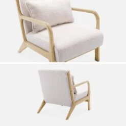 Fauteuil Scandinave En Bois Et Tissu Bouclette -Sweeek iacscaboucl 6c20696046282c88646dc6eb49e597d0