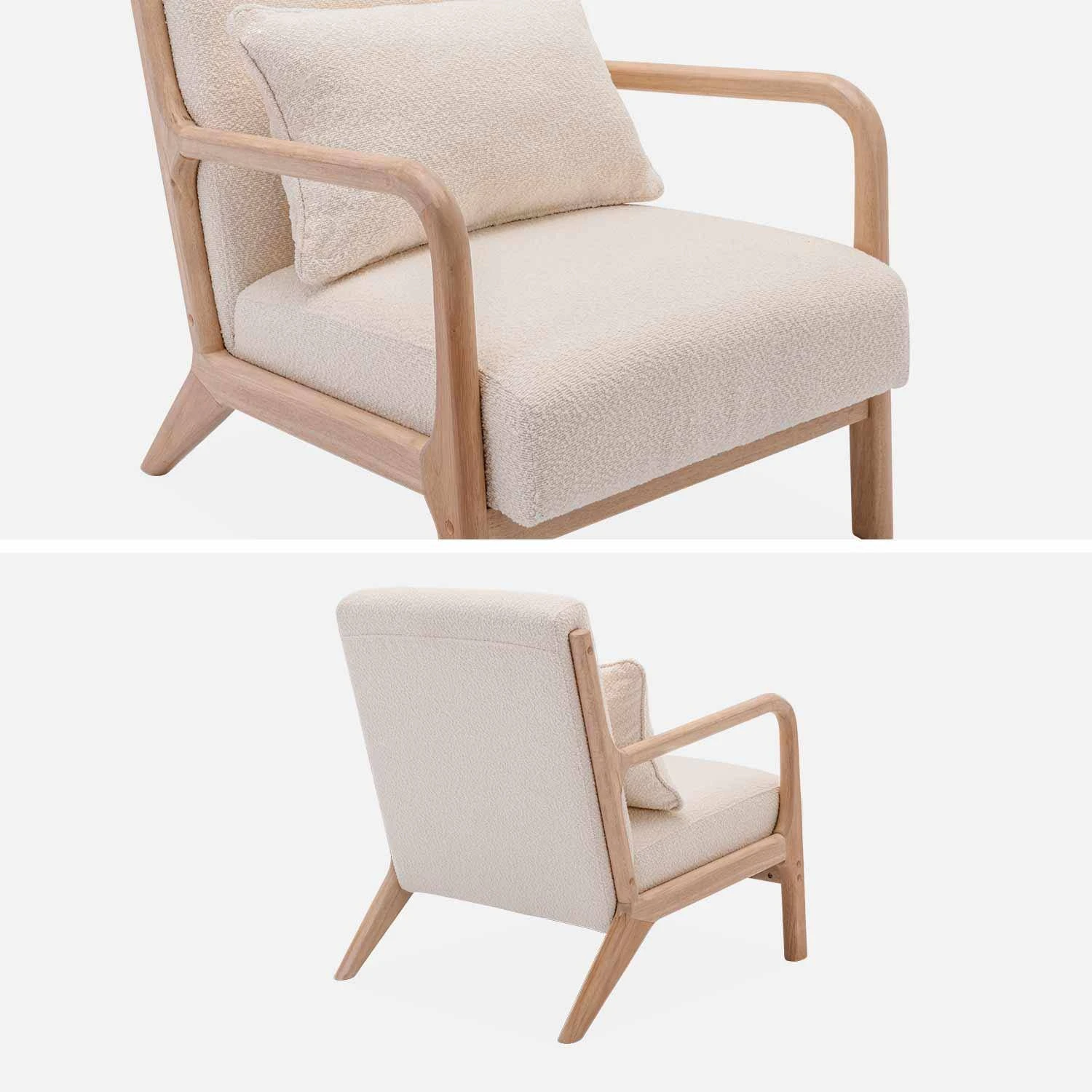 Fauteuil Scandinave En Bois Et Tissu Bouclette Texturée 5 Fauteuil Scandinave En Bois Et Tissu Bouclette Texturée – Image 3